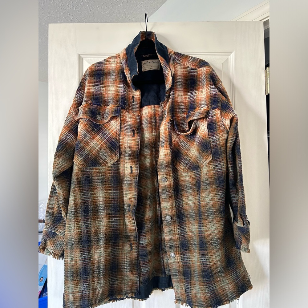 Free people Anneli Plaid Shirt Jacket; size L; $90